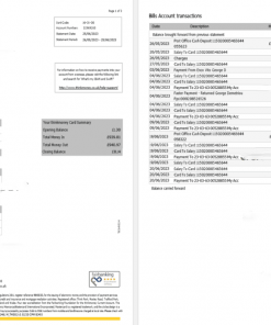 United Kingdom Think Money bank statement Word and PDF template, 3 pages